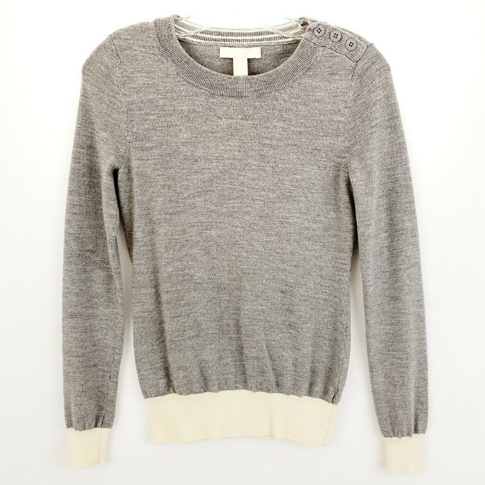 Banana Republic Pullover Sweater Gray 100% Merino Extra Fine Wool Size XS
